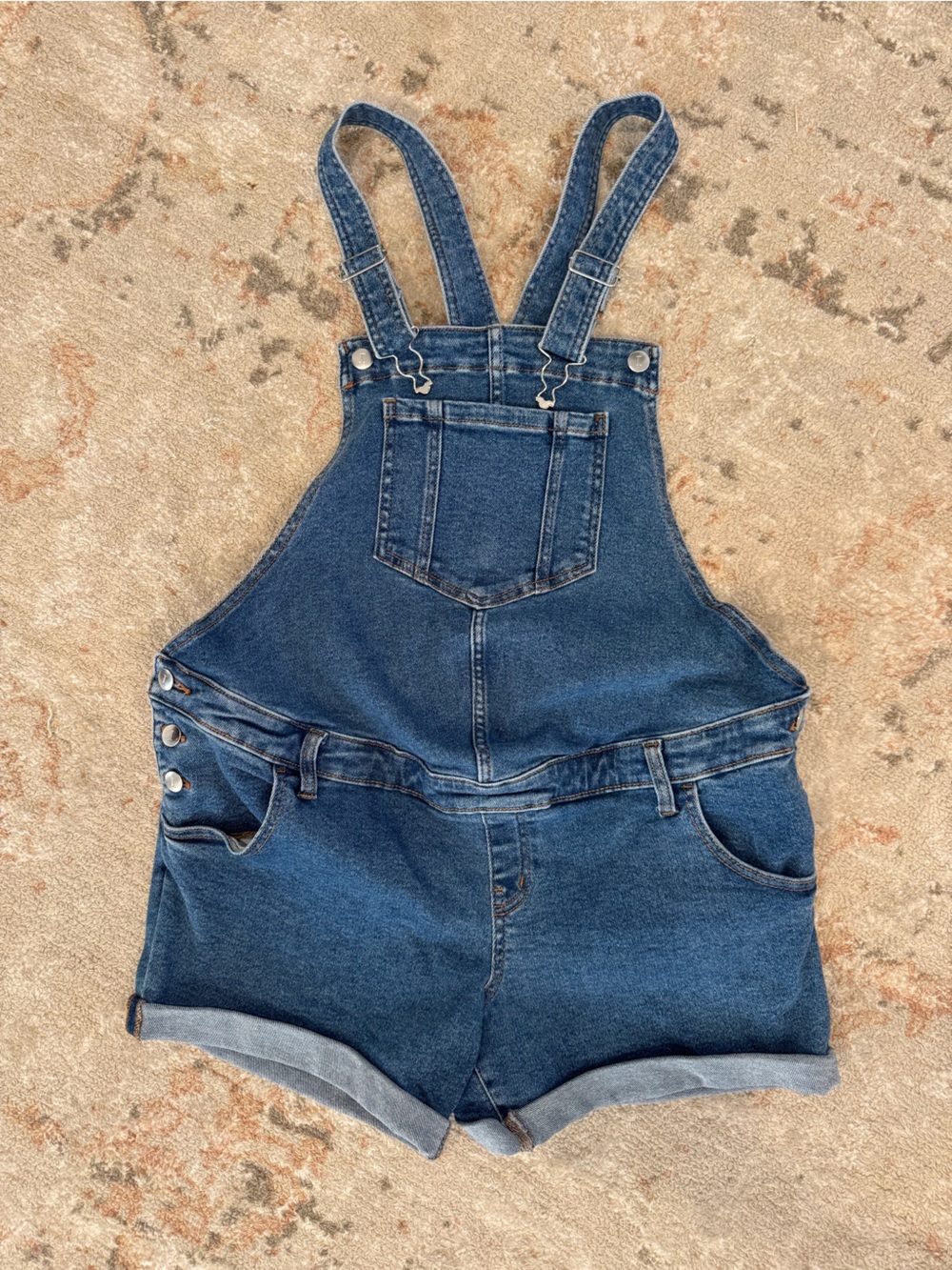 Maternity Denim Short Overalls